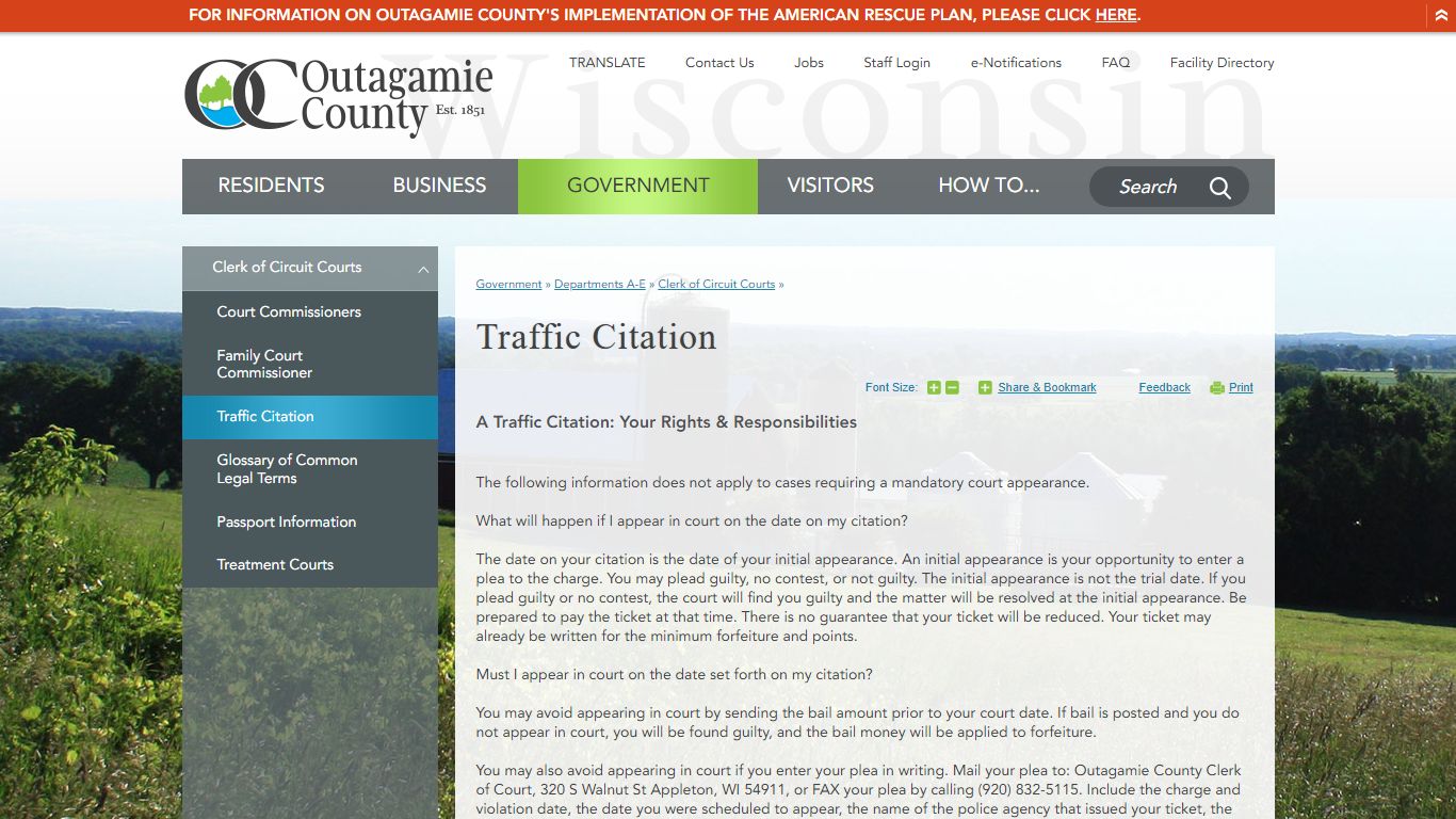 Traffic Citation | Outagamie County, WI